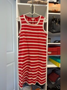 Max Studio Red White Striped Knit Sleeveless Dress Size Small